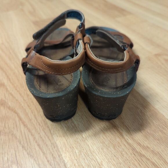 Teva Cabrillo Sandals Womens 8 Brown Leather Strappy Comfort Wedge Ankle Strap - Picture 3 of 7